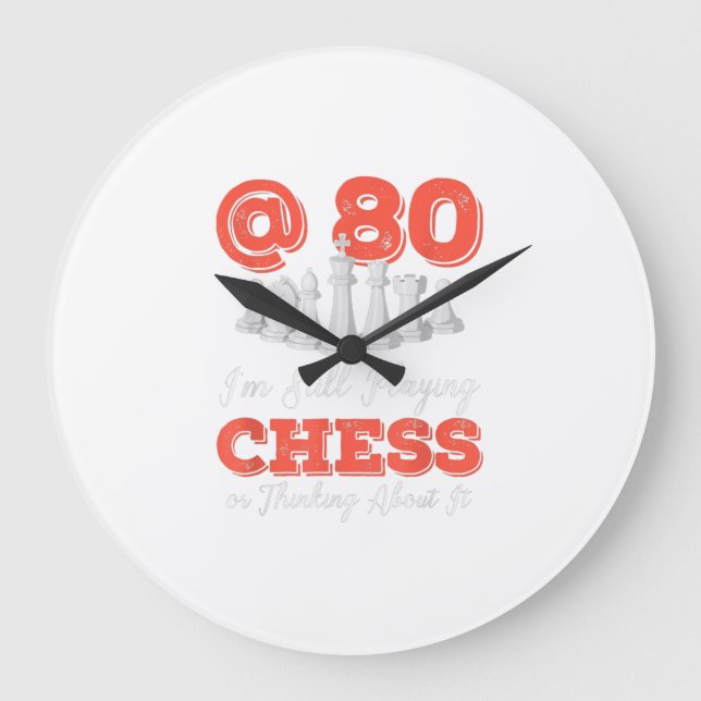 Funny 80th Birthday Gift - 80 Year Old Chess Queen Large Clock (Front)