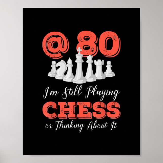 Funny 80th Birthday Gift - 80 Year Old Chess Queen Poster (Front)