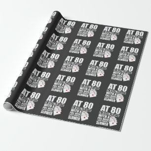 Funny 80th Birthday Poker Player 80 Year Old Wrapping Paper
