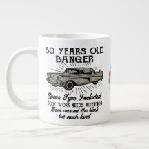 Funny 80th Birthday Retro Car Banger Add Name Date