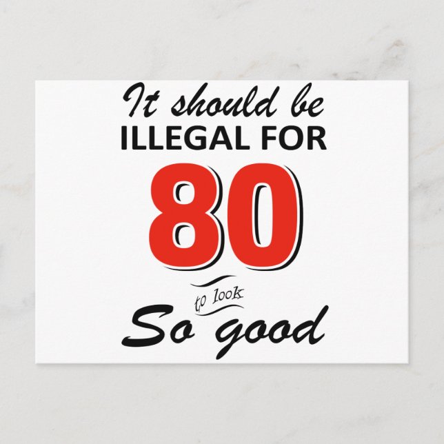 Funny 80th year old birthday designs postcard (Front)