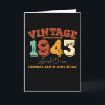 Funny 82 Year Old 1943 Vintage 82nd Birthday Gift Card<br><div class="desc">Celebrate in style with this Adorable Funny birthday design. Perfect for birthdays of all ages, from milestone 21st, 30th, 40th, 50th, and beyond. Designed to stand out, this graphic design makes an ideal birthday gift idea for men and women who love unique, fun, and personalised apparel. Whether you’re planning a...</div>