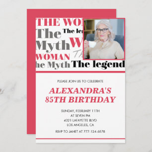 Funny 85th birthday invitation Photo Myth Legend