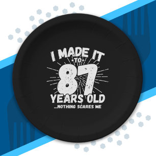 Funny 87th Birthday Quote Sarcastic 87 Year Old Paper Plate
