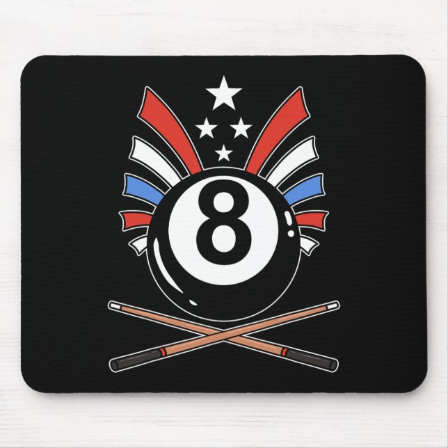 Funny 8 Ball Billiard Pool Player Eight Ball Billi Mouse Mat (Front)