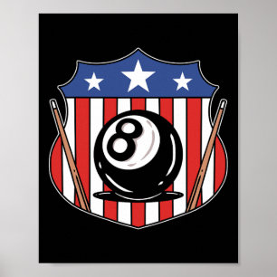 Funny 8 Ball Billiard Pool Player Eight Ball Billi Poster