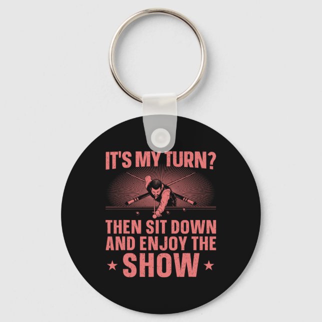 Funny 8 Ball Pool Design For Men Women Pool Player Key Ring (Front)