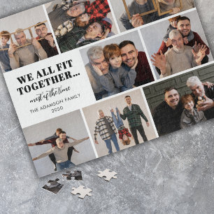 Funny 8 Photo Collage Custom Family Keepsake Jigsaw Puzzle