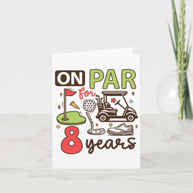 Funny 8th Birthday Golf Shirt 8 Years Old Golfer K Card (Front)