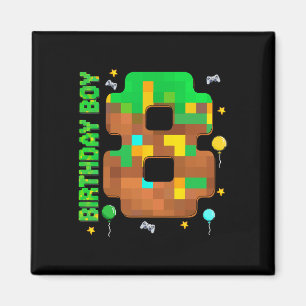 Funny 8th Birthday Pixel Game Birthday Boy 8 Year  Magnet