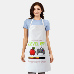 Funny 8th Grade Level Up Gamer   Trophy Unlocked  Apron