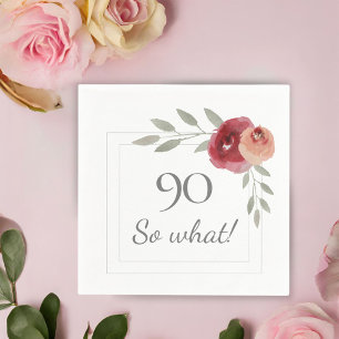 Funny 90 So What Watercolor 90th Birthday Party Napkin