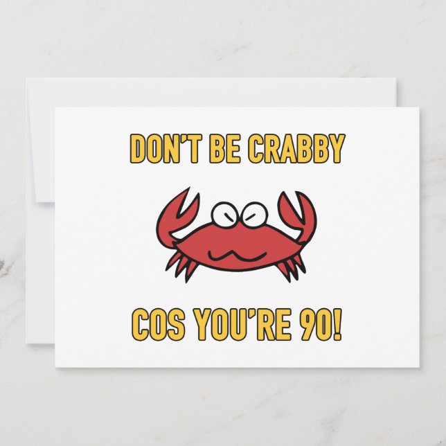 Funny 90th Birthday (Crabby) Card (Front)