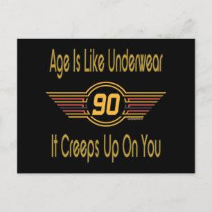 Funny 90th Birthday Gifts. Age is like underwear Postcard