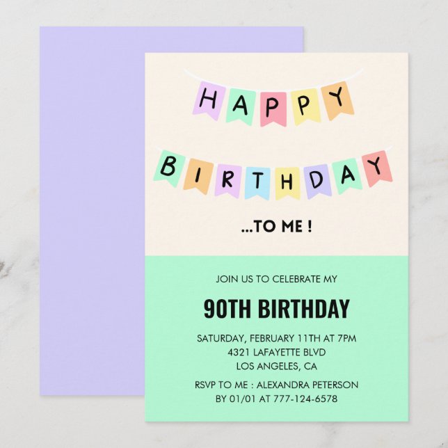  Funny 90th birthday invitations Happy Birthday (Front/Back)