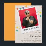 Funny 90th birthday invitations Men Fun Photo<br><div class="desc">Funny 90th birthday invitations Men Fun Photo</div>