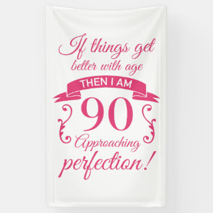 Funny 90th Birthday 'Perfection' Banner