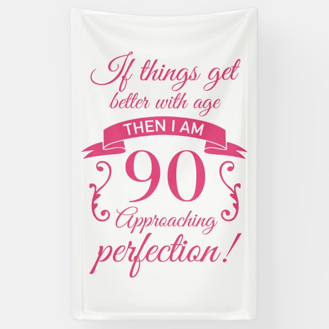 Funny 90th Birthday 'Perfection' Banner (Vertical)