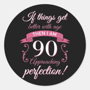 Funny 90th Birthday 'Perfection' Classic Round Sticker