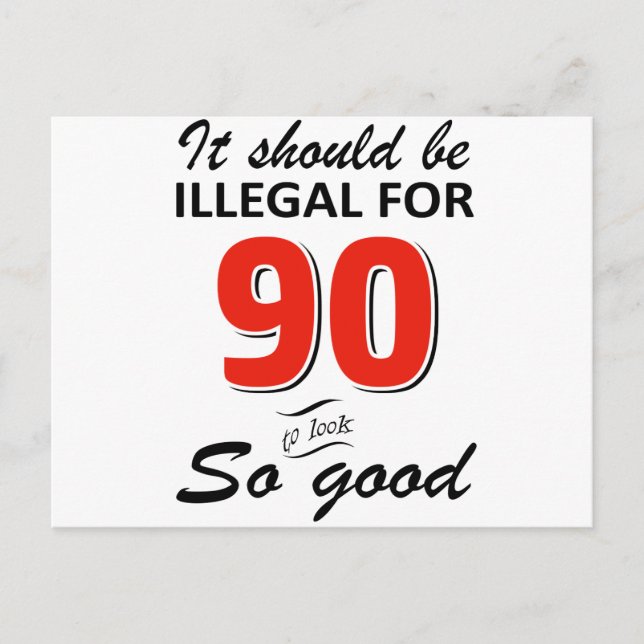 Funny 90th year old birthday designs postcard (Front)