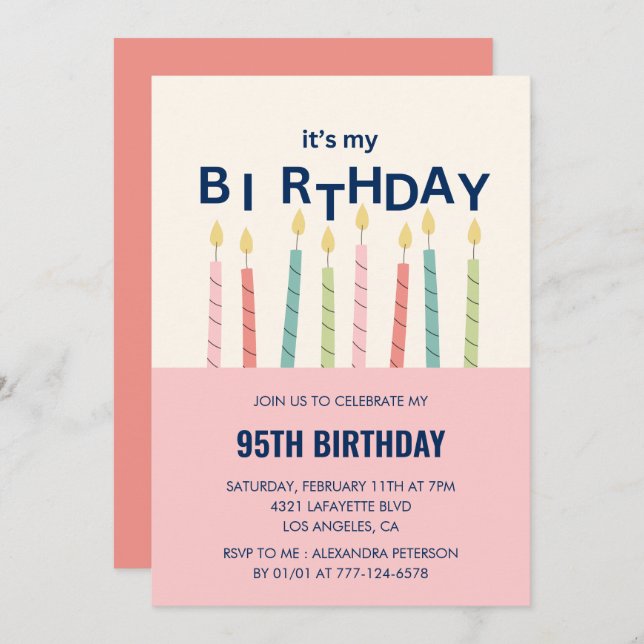 Funny 95th birthday invitations Birthday Candle (Front/Back)