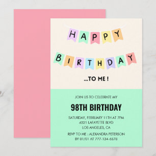 Funny 98th birthday invitations Happy Birthday