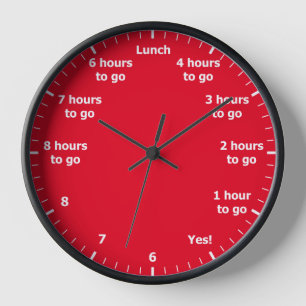 Funny 9 to 5 Work Hour Countdown Red Office Clock