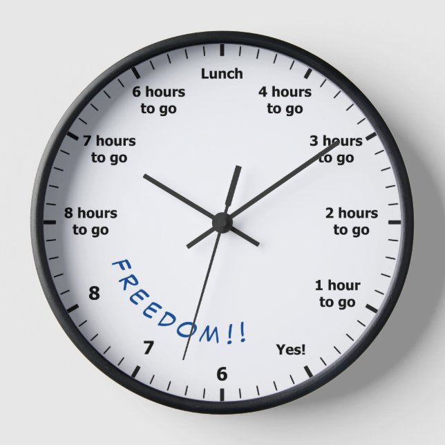 Funny 9 to 5 Work Hour Countdown to Freedom Office Clock (Front)