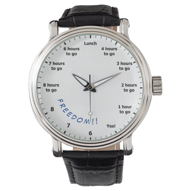Funny 9 to 5 Work Hour Countdown to Freedom Office Watch (Front)