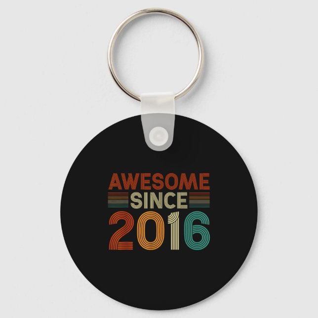 Funny 9 Year Old Awesome Since 2016 Birthday Son B Key Ring (Front)