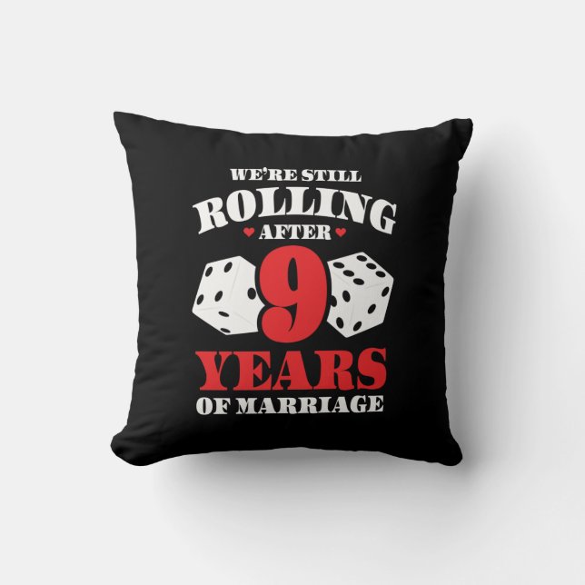 Funny 9th Anniversary Couples Married 9 Years Cushion (Front)