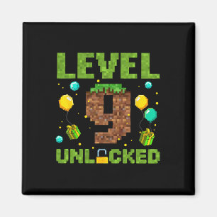 Funny 9th Birthday Boy Gamer Level 9 Unlocked Pixe Magnet