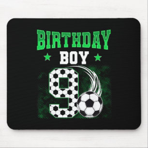 Funny 9th Birthday Boy Soccer Theme Party 9 Year O Mouse Mat