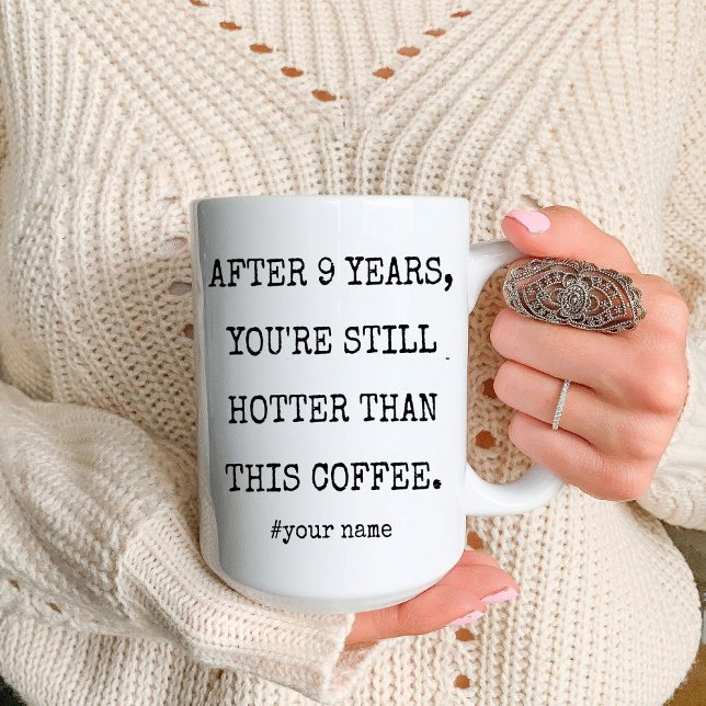 Funny 9th Pottery Anniversary for Husband Wife Two-Tone Coffee Mug (Funny 9th Pottery Anniversary for Husband Wife Coffee Mug)
