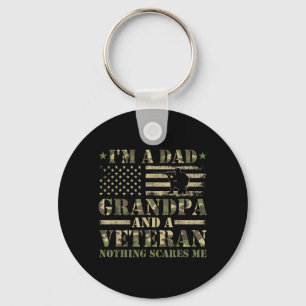 Funny A Dad Grandpa and Veteran Camouflage Flag Key Ring
