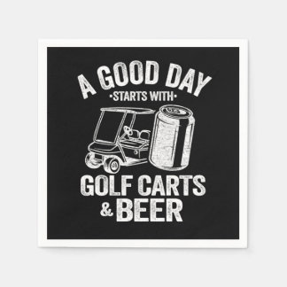Funny A Good Day Starts With Golf Carts Beer Napkin