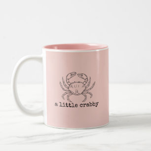 Funny A Little Crabby Minimalist Summer Aesthetic Two-Tone Coffee Mug
