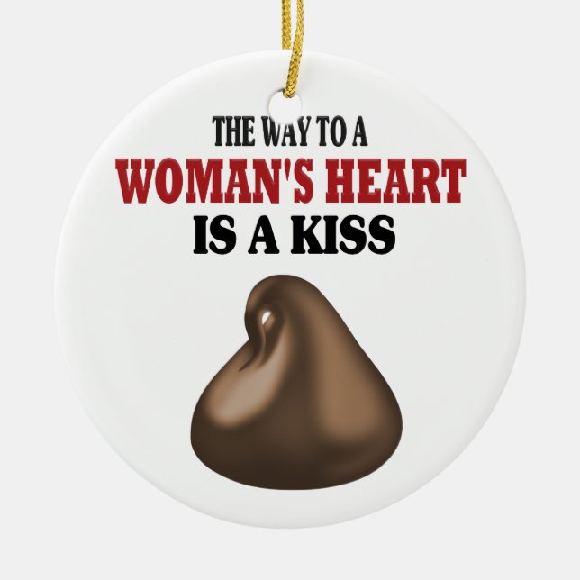 Funny A Way to a Woman's Heart Ceramic Tree Decoration (Front)