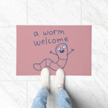 Funny A Worm Welcome Cute Punny Earthworm Doodle