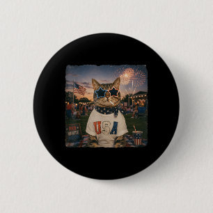 Funny Aamerican Cat Smoking Sungles Meme Funny 4th 6 Cm Round Badge
