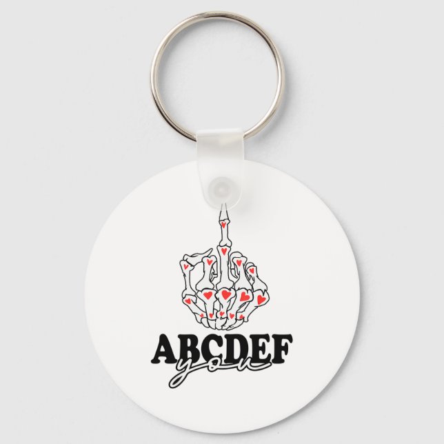 Funny Abcdef-you Skeleton Hand 2022 Valentine  Key Ring (Front)