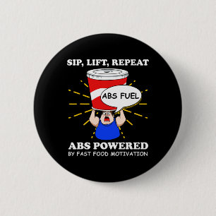 Funny Abs Exercise Fast Food Gym Workout Bodybuild 6 Cm Round Badge
