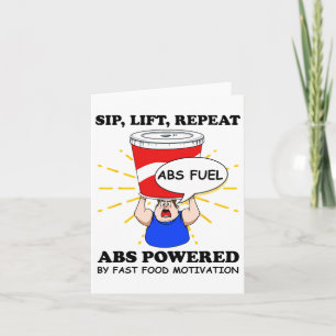 Funny Abs Exercise Fast Food Gym Workout Bodybuild Card