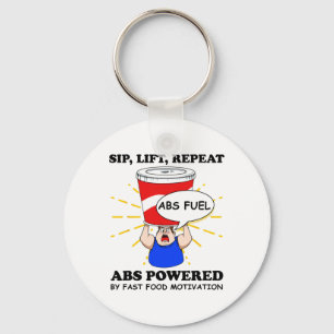 Funny Abs Exercise Fast Food Gym Workout Bodybuild Key Ring