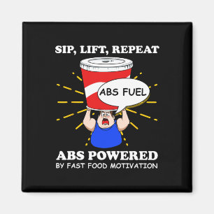 Funny Abs Exercise Fast Food Gym Workout Bodybuild Magnet