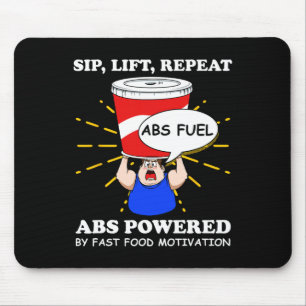 Funny Abs Exercise Fast Food Gym Workout Bodybuild Mouse Mat
