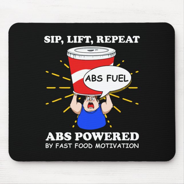 Funny Abs Exercise Fast Food Gym Workout Bodybuild Mouse Mat (Front)