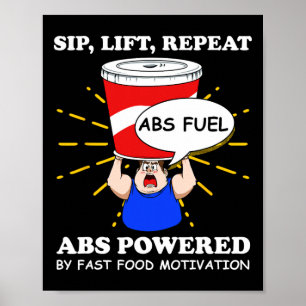 Funny Abs Exercise Fast Food Gym Workout Bodybuild Poster