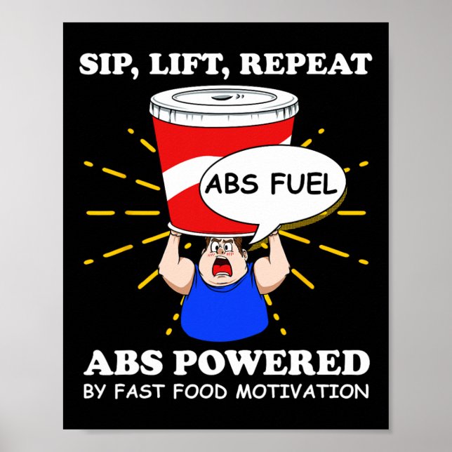Funny Abs Exercise Fast Food Gym Workout Bodybuild Poster (Front)