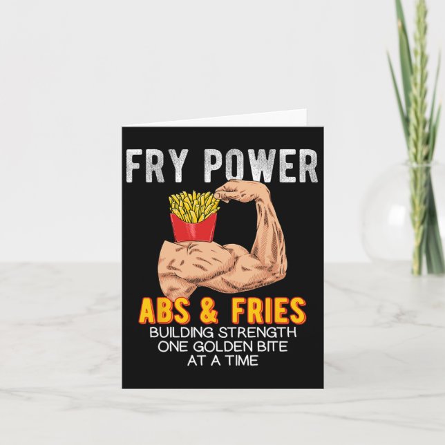 Funny Abs Exercise French Fries Muscle Building Bo Card (Front)